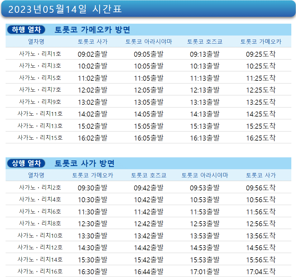 토롯코 열차 시간